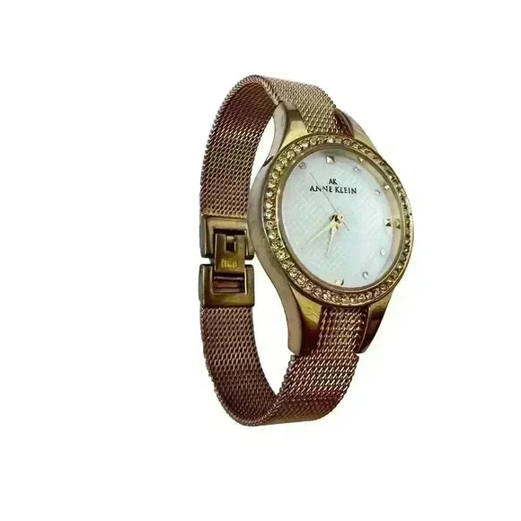 COPY - Anne Klein watch women RARE FIND needs battery Gold White Face - Picture 1 of 7